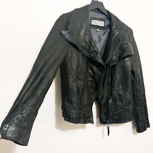 Marc New York Andrew Marc Leather Motorcycle Jacket L - Picture 2 of 11